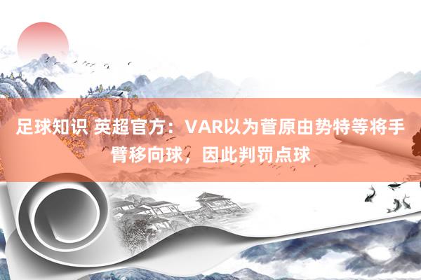 足球知识 英超官方：VAR以为菅原由势特等将手臂移向球，因此判罚点球