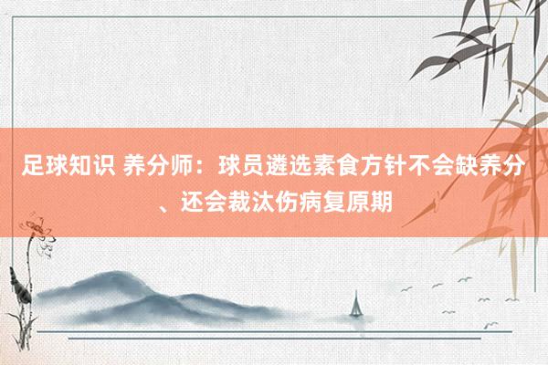 足球知识 养分师：球员遴选素食方针不会缺养分、还会裁汰伤病复原期