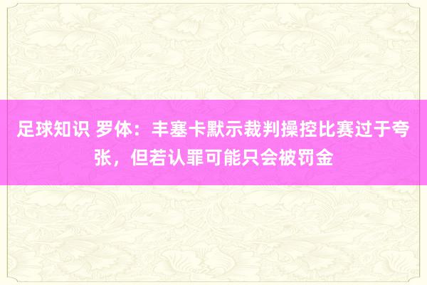 足球知识 罗体：丰塞卡默示裁判操控比赛过于夸张，但若认罪可能只会被罚金