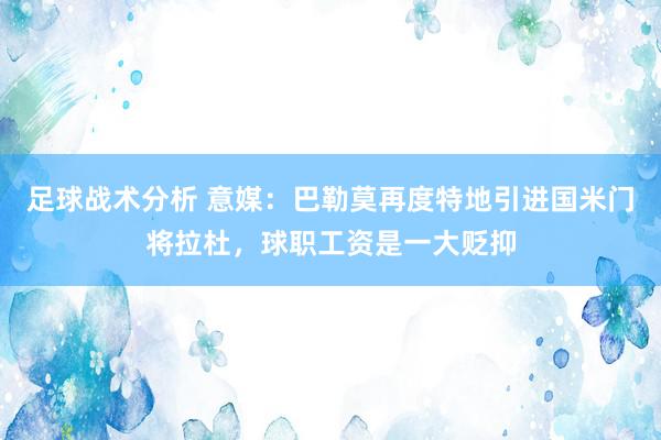 足球战术分析 意媒：巴勒莫再度特地引进国米门将拉杜，球职工资是一大贬抑